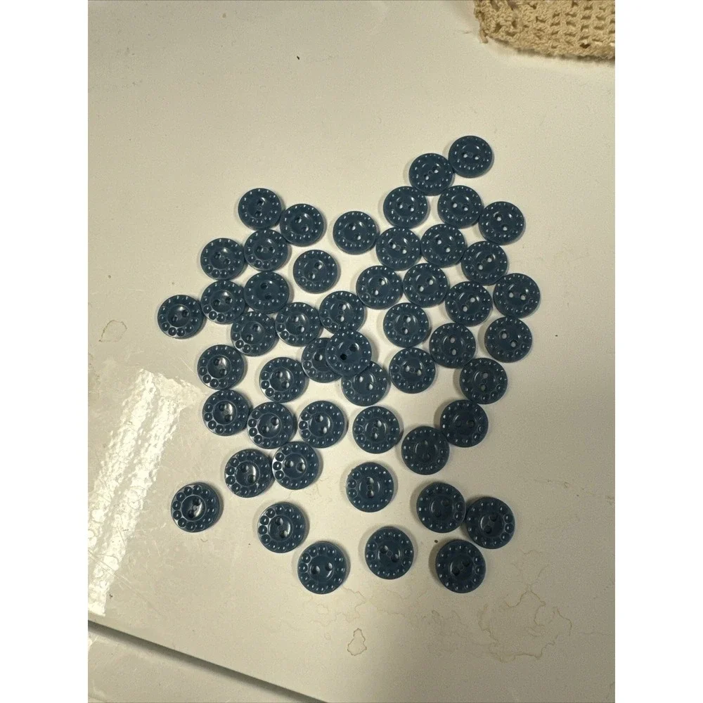 50 Shiny Dusty Blue Plastic Sew-through Buttons Almost 5/8